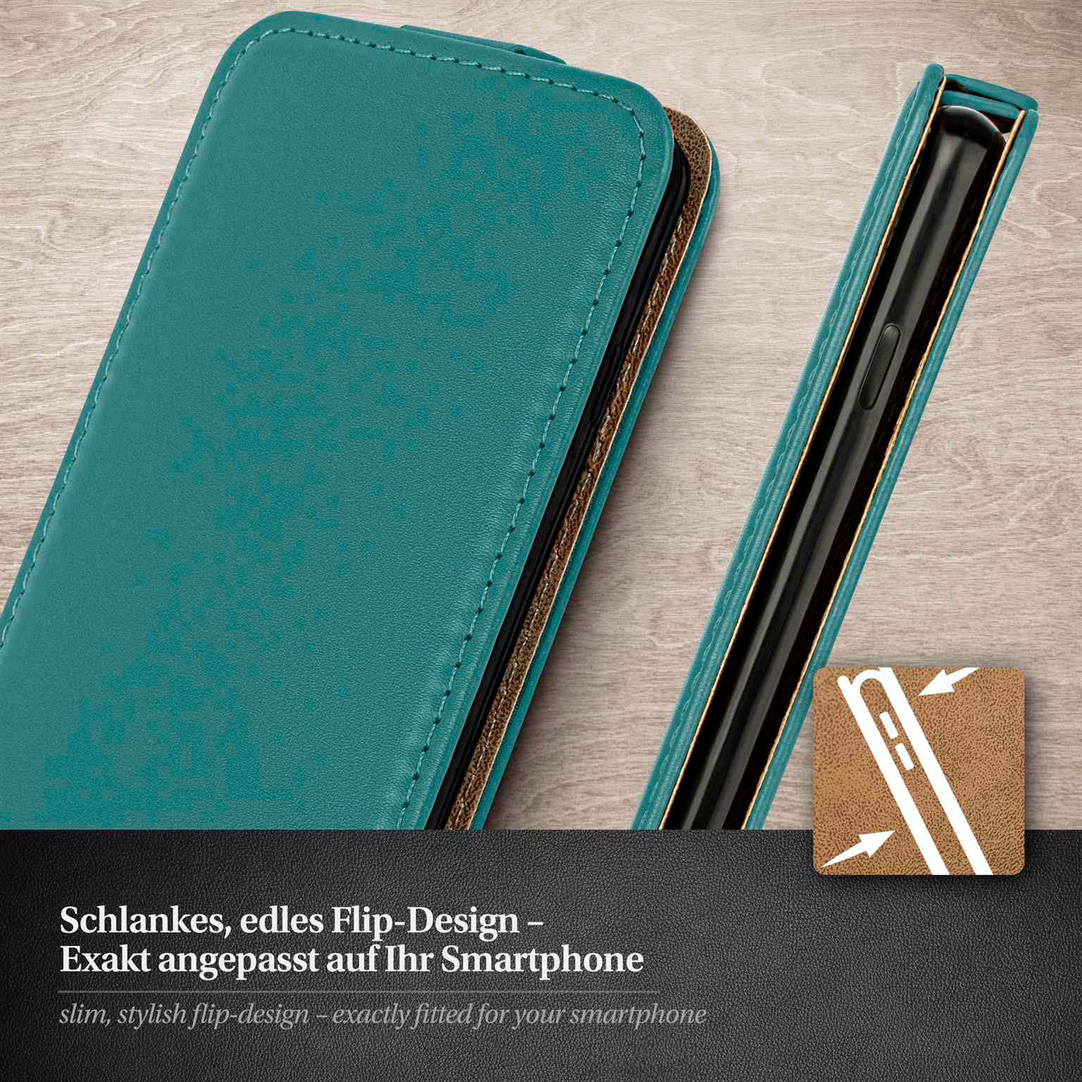 moex Flip Case iPhone 17 Pro Max Klapphülle Leder Optik – Weiteres Produktbild 2