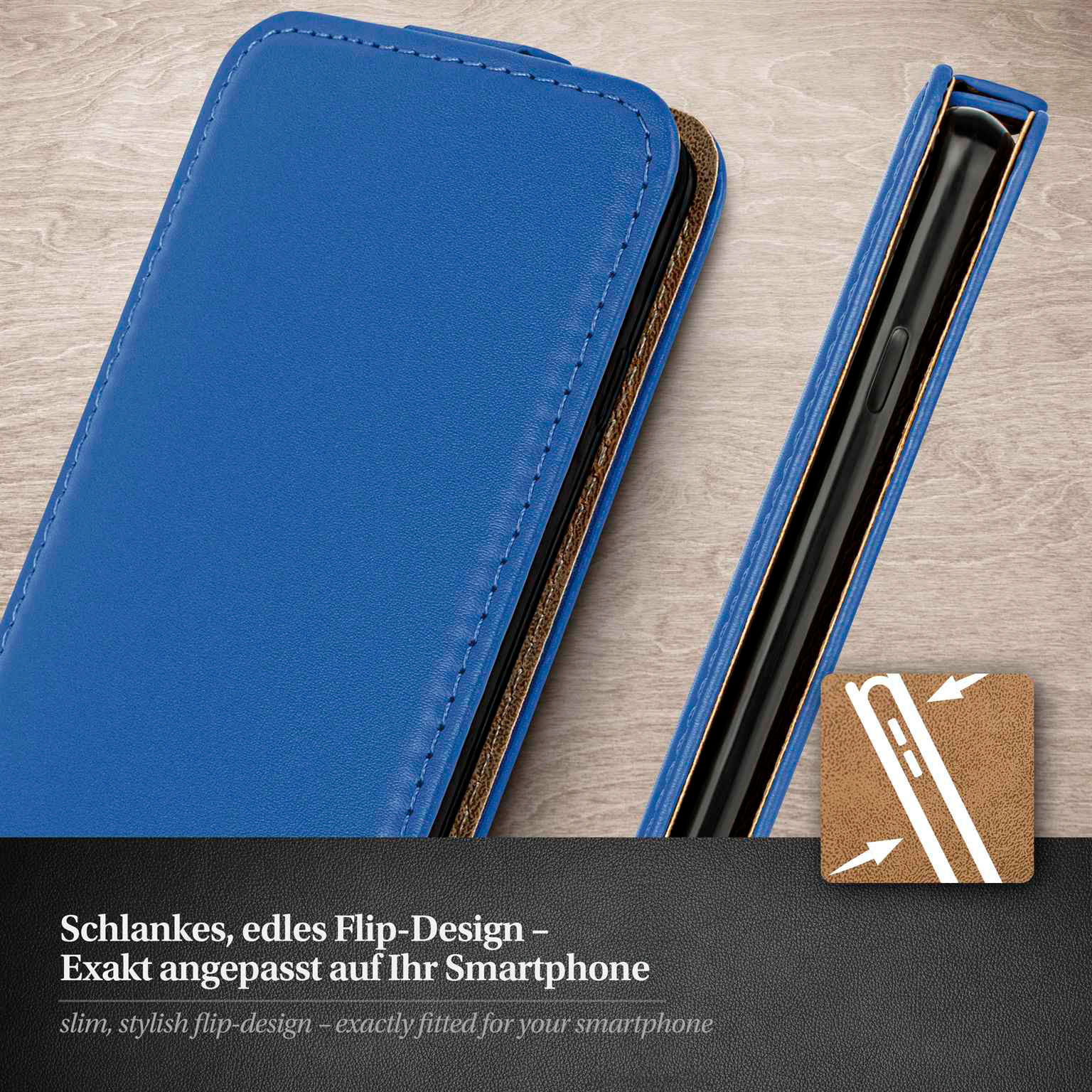 moex Flip Case iPhone 17 Pro Max Klapphülle Leder Optik – Weiteres Produktbild 1