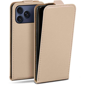 moex moex Flip Case iPhone 17 Pro Max Klapphülle Leder Optik – Taupe