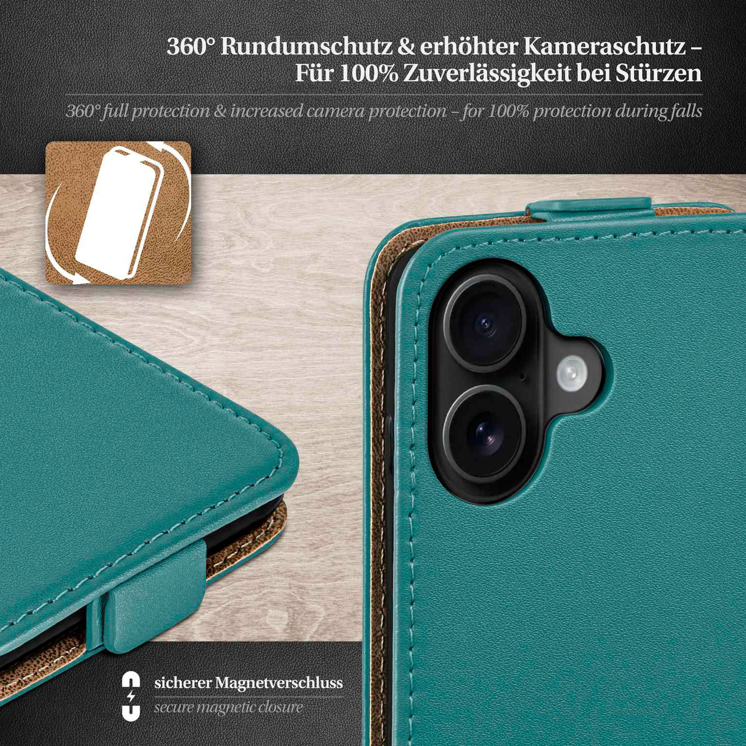 moex Flip Case iPhone 17 Klapphülle Leder Optik – Weiteres Produktbild 3 moex Flip Case iPhone 17 Klapphülle Leder Optik – Weiteres Produktbild 3