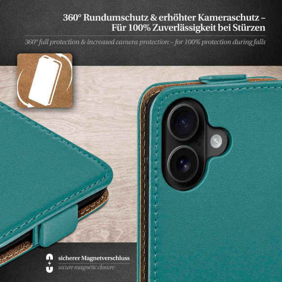 moex Flip Case iPhone 17 Klapphülle Leder Optik – Weiteres Produktbild 3