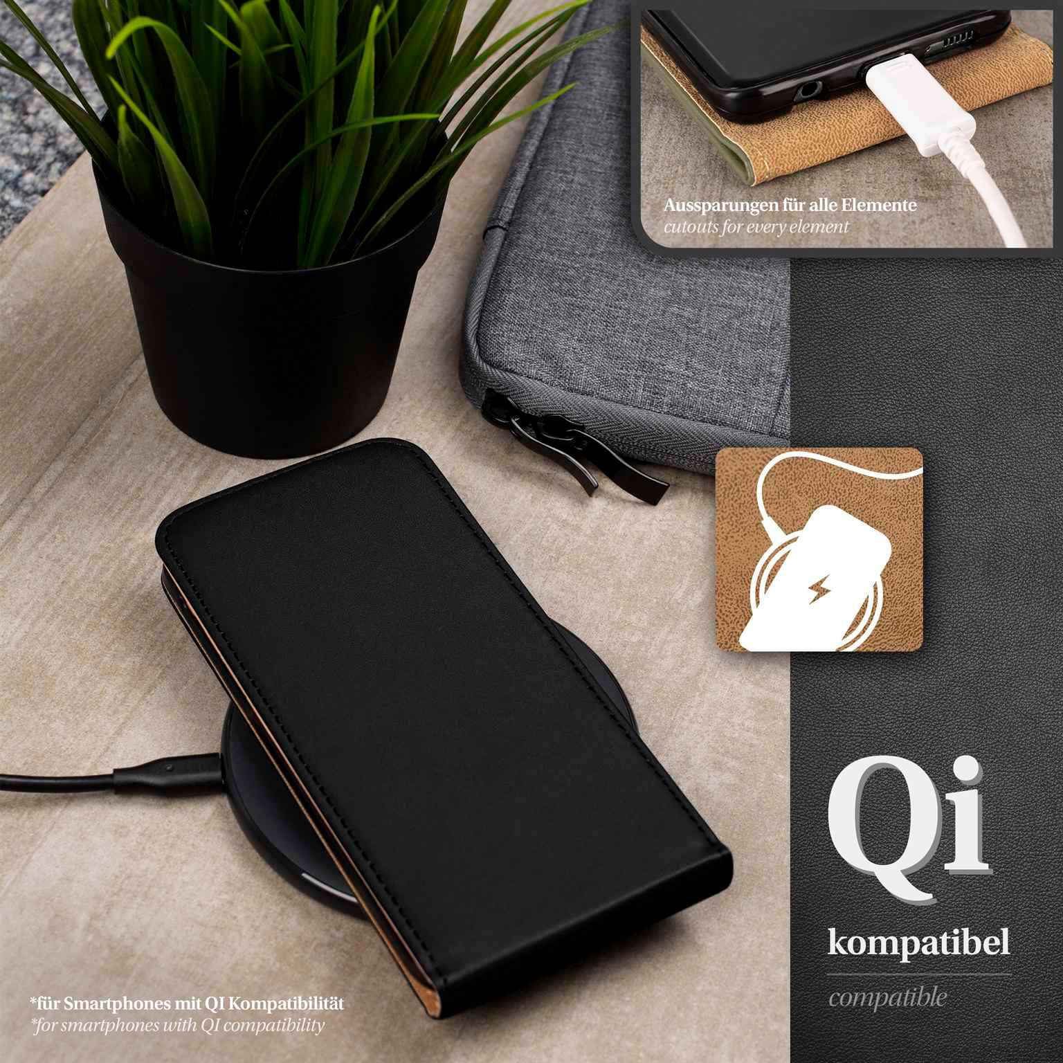 moex Flip Case iPhone 17 Klapphülle Leder Optik – Weiteres Produktbild 5