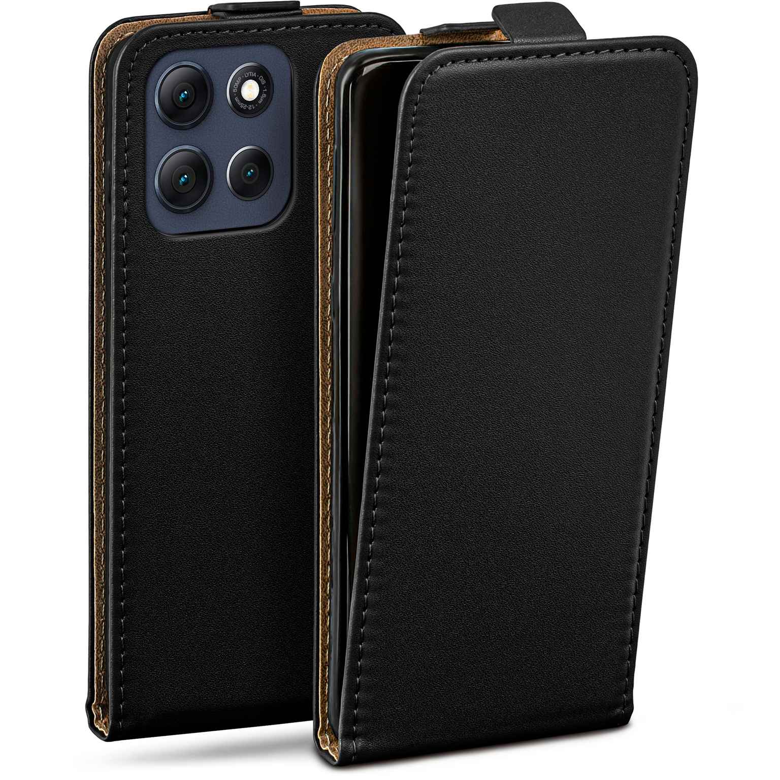 moex Flip Case Motorola Moto G86 5G Klapphülle Leder Optik – Tiefschwarz