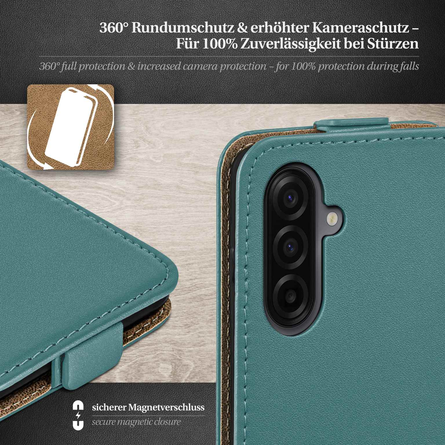 moex Flip Case Samsung Galaxy A17 5G Klapphülle Leder Optik – Weiteres Produktbild 3