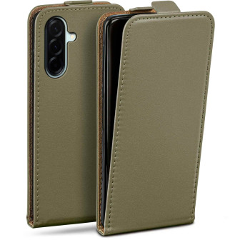 moex Flip Case Samsung Galaxy A57 5G Klapphülle Leder Optik – Olivgrün