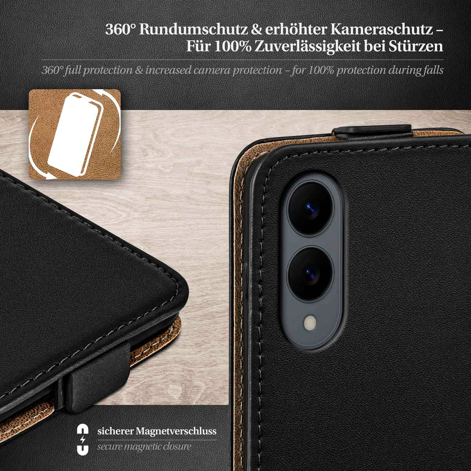 moex Flip Case Samsung Galaxy S25 Edge Klapphülle Leder Optik – Weiteres Produktbild 3