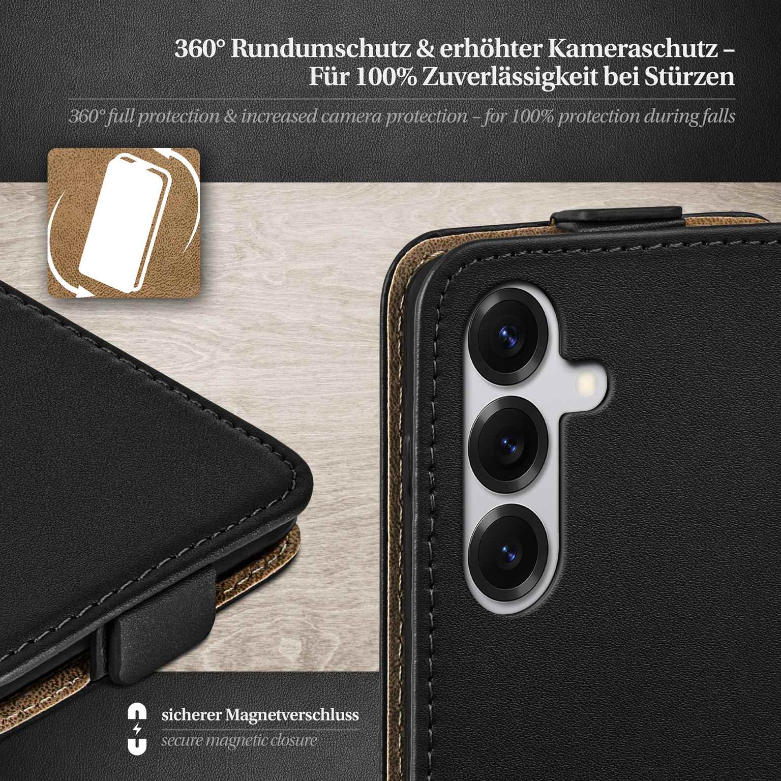 moex Flip Case Samsung Galaxy S25 FE Klapphülle Leder Optik – Weiteres Produktbild 3 moex Flip Case Samsung Galaxy S25 FE Klapphülle Leder Optik – Weiteres Produktbild 3