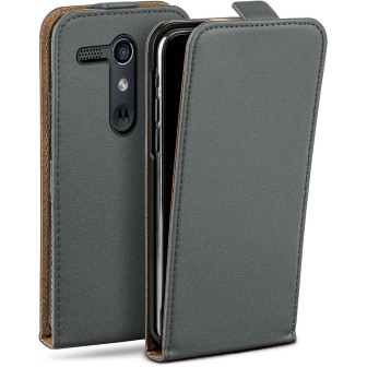 moex Flip Case Motorola Moto G Klapphülle Leder Optik – Anthracite-Gray moex Flip Case Motorola Moto G Klapphülle Leder Optik – Anthracite-Gray