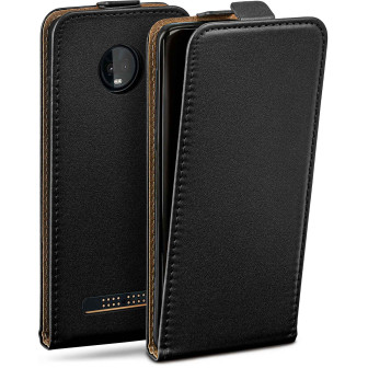moex Flip Case Motorola Moto Z3 Klapphülle Leder Optik – Deep-Black