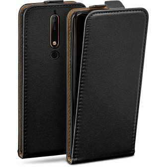 moex Flip Case Nokia 6.1 Klapphülle Leder Optik – Deep-Black
