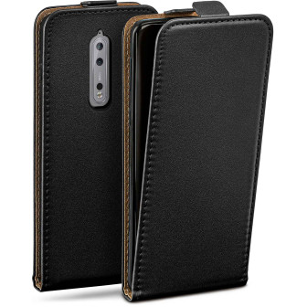 moex Flip Case Nokia 8 Klapphülle Leder Optik – Deep-Black