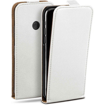 moex Flip Case Nokia Lumia 525 Klapphülle Leder Optik – Pearl-White moex Flip Case Nokia Lumia 525 Klapphülle Leder Optik – Pearl-White