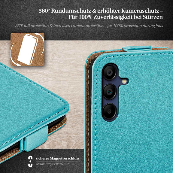 moex Flip Case Samsung Galaxy A15 (4G) Klapphülle Leder Optik – Weiteres Produktbild 3