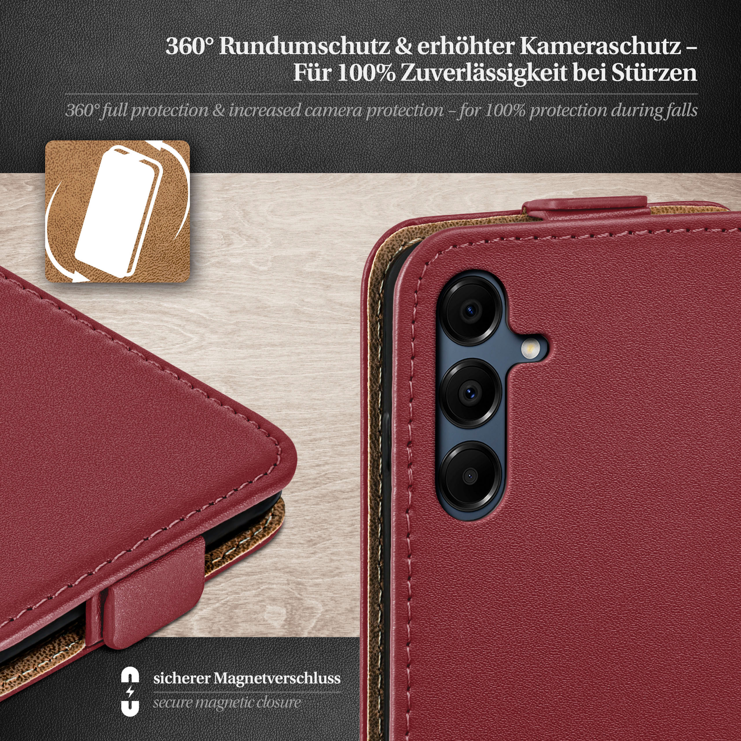 moex Flip Case Samsung Galaxy A16 5G Klapphülle Leder Optik – Weiteres Produktbild 3