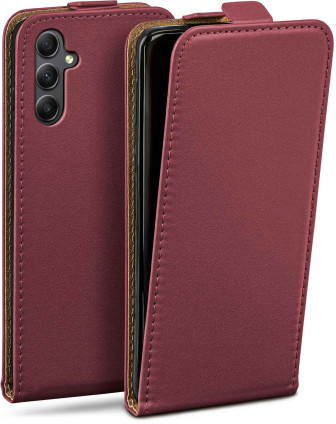 moex moex Flip Case Samsung Galaxy A34 5G Klapphülle Leder Optik – Maroon-Red
