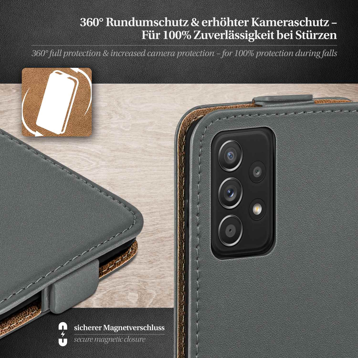 moex Flip Case Samsung Galaxy A52 Klapphülle Leder Optik – Weiteres Produktbild 2
