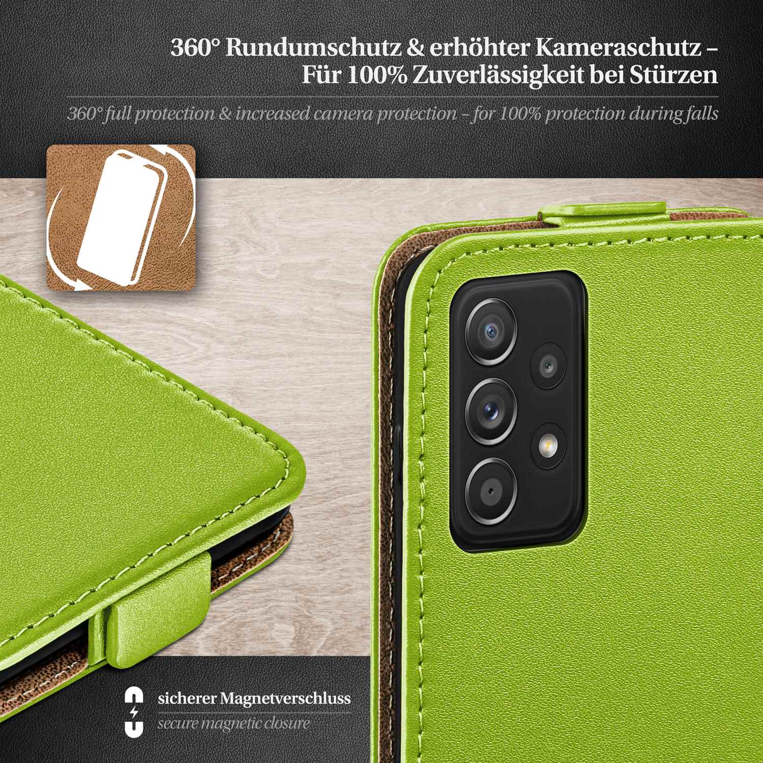 moex Flip Case Samsung Galaxy A52 Klapphülle Leder Optik – Weiteres Produktbild 2