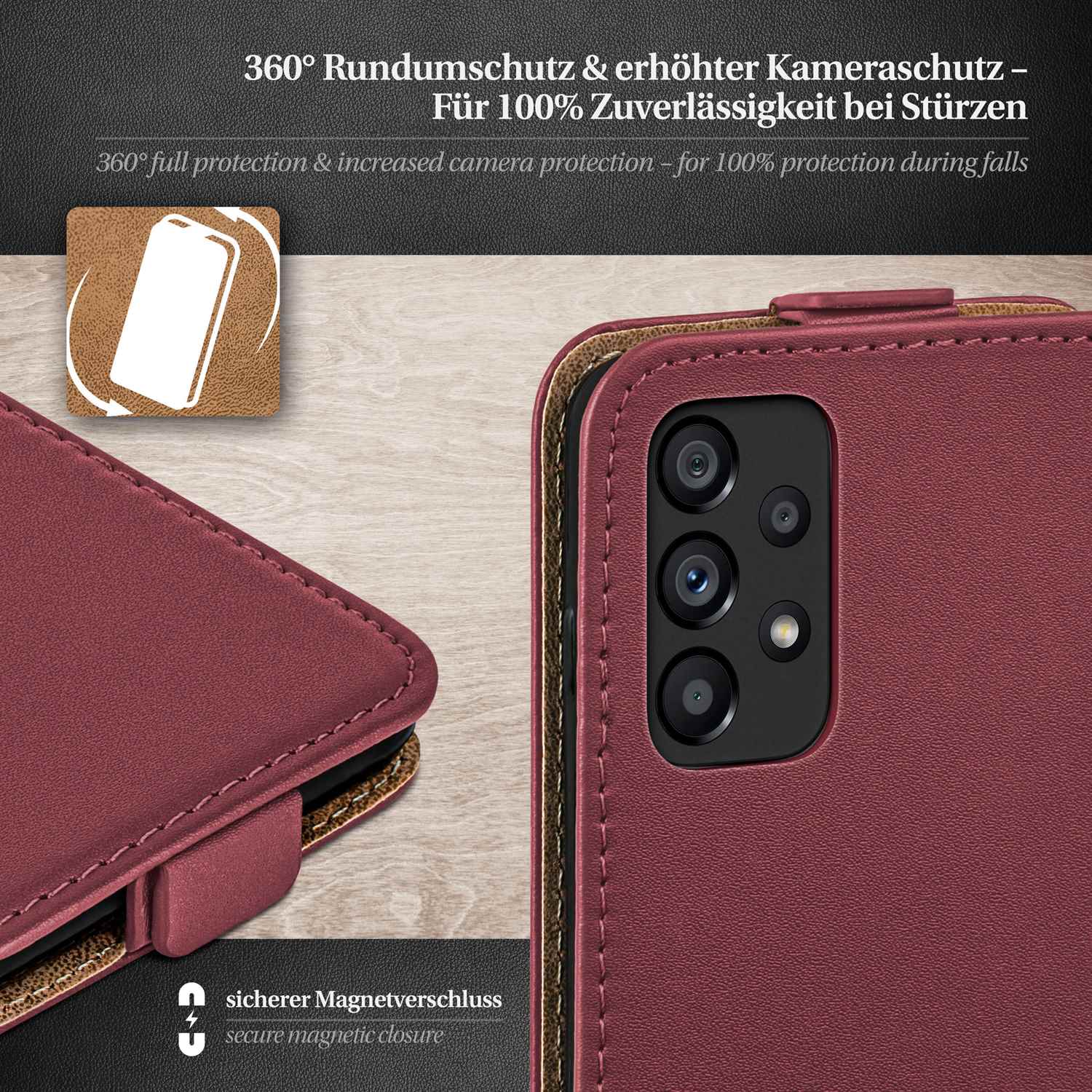 moex Flip Case Samsung Galaxy A53 5G Klapphülle Leder Optik – Weiteres Produktbild 3