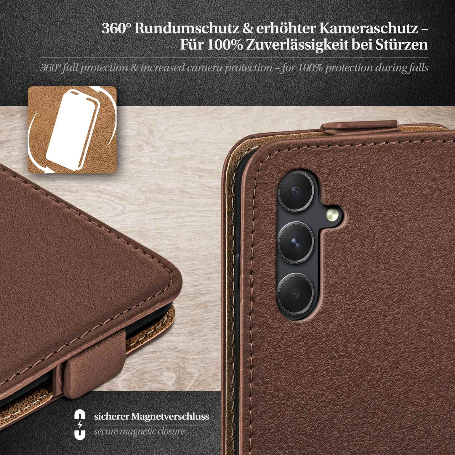 moex Flip Case Samsung Galaxy A54 5G Klapphülle Leder Optik – Weiteres Produktbild 2
