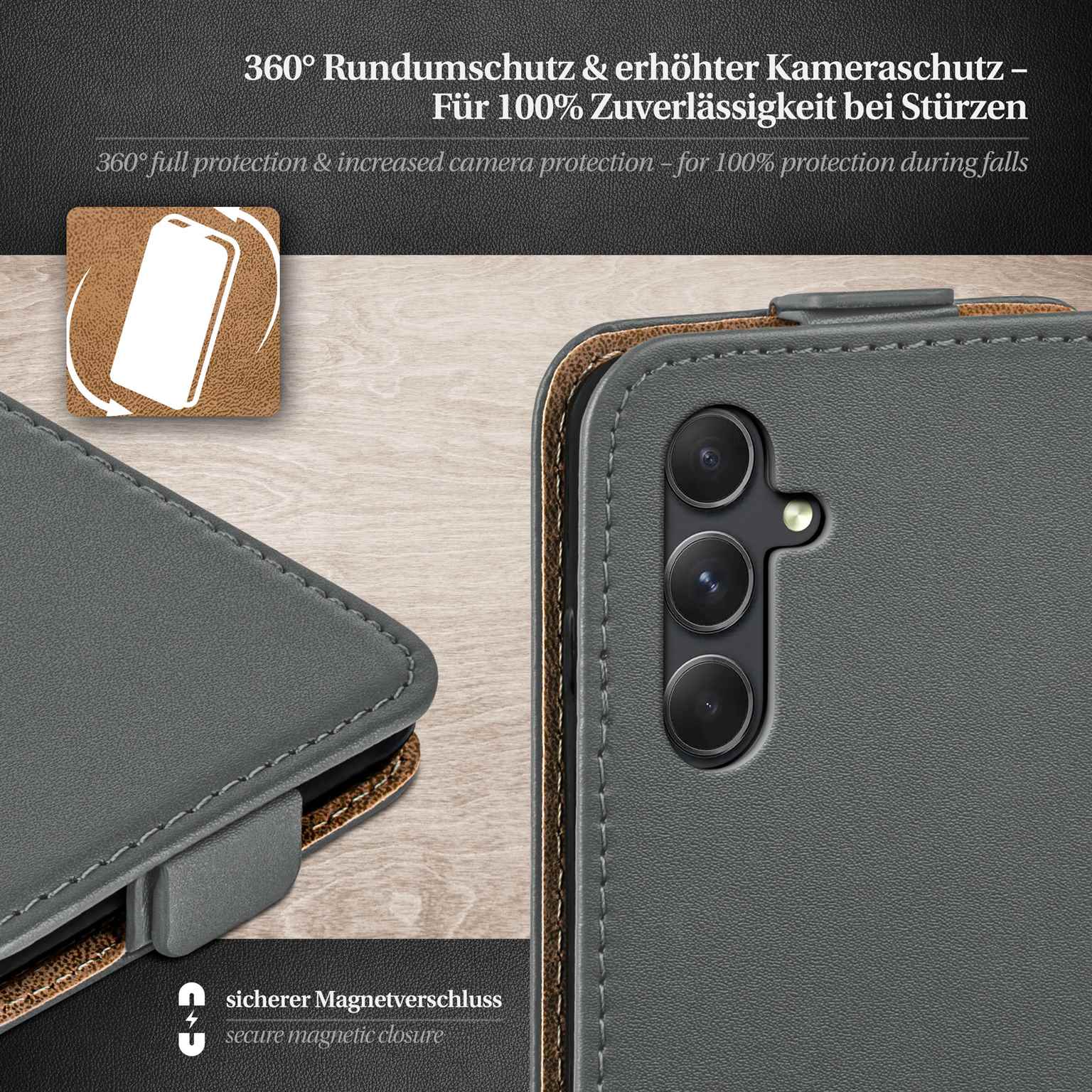 moex Flip Case Samsung Galaxy A54 5G Klapphülle Leder Optik – Weiteres Produktbild 2