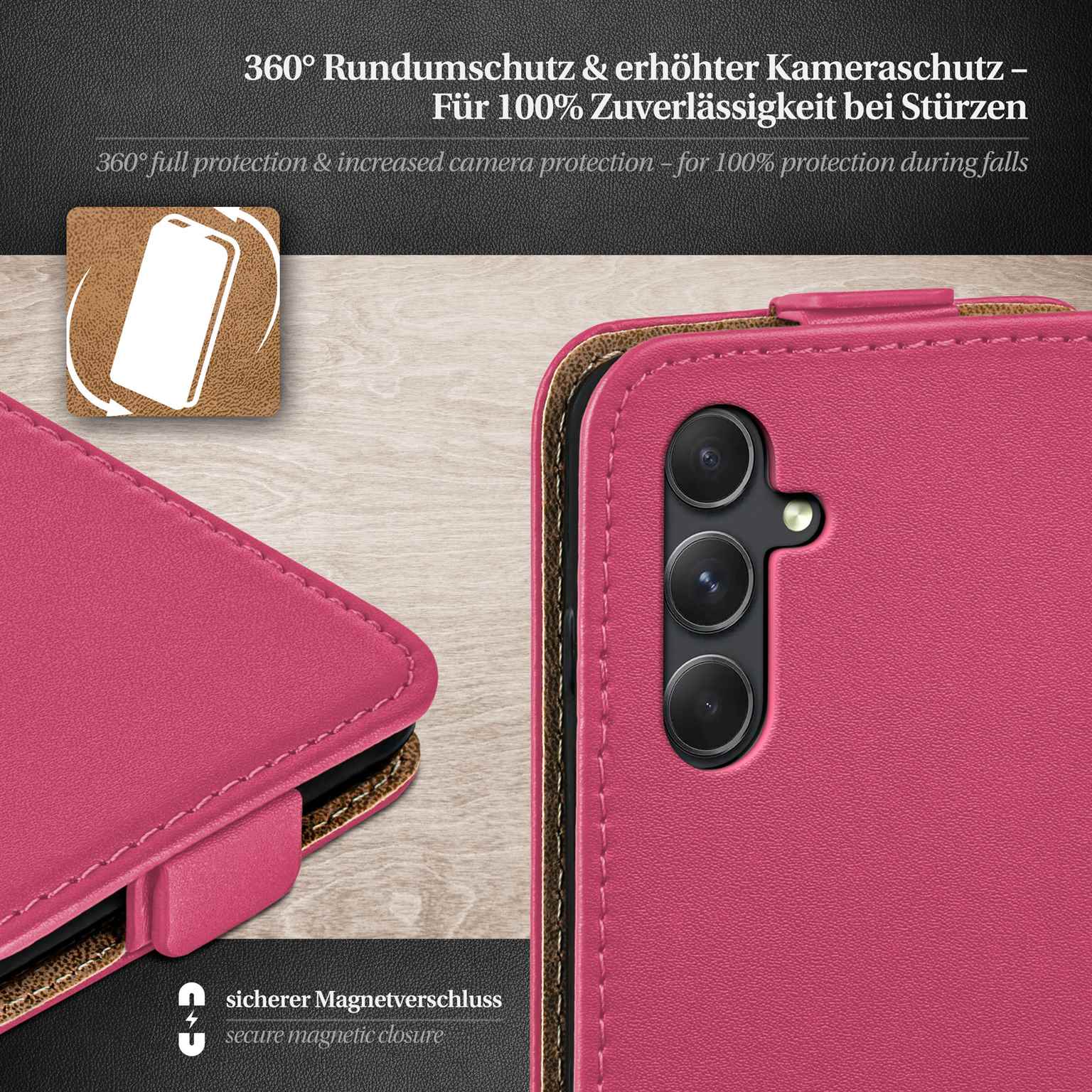moex Flip Case Samsung Galaxy A54 5G Klapphülle Leder Optik – Weiteres Produktbild 2
