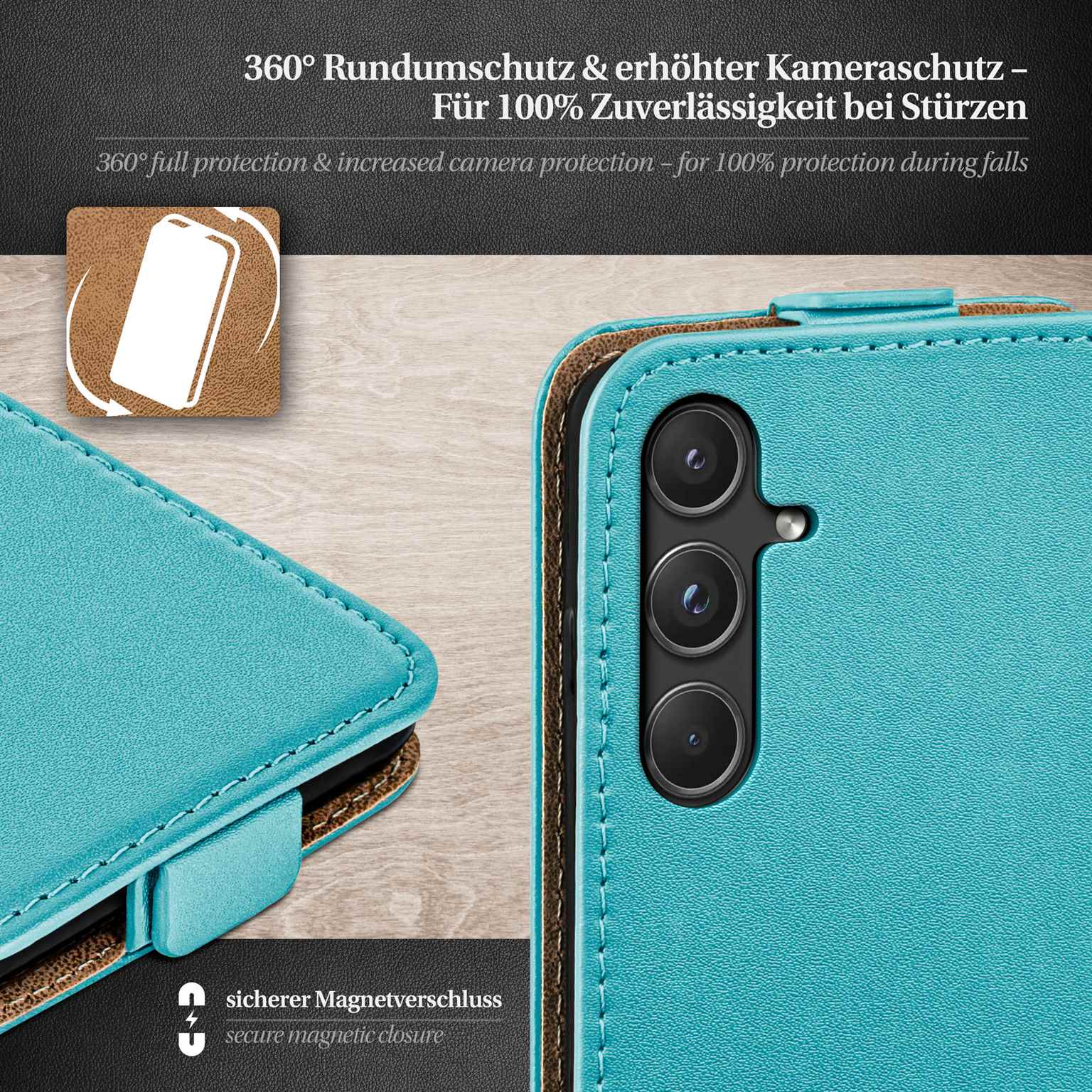 moex Flip Case Samsung Galaxy A55 5G Klapphülle Leder Optik – Weiteres Produktbild 3 moex Flip Case Samsung Galaxy A55 5G Klapphülle Leder Optik – Weiteres Produktbild 3