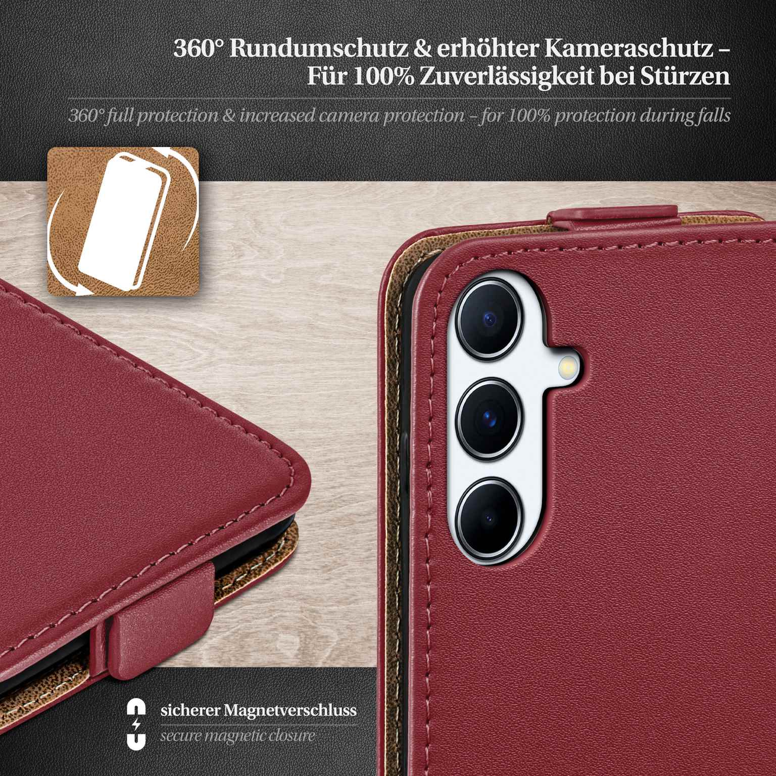 moex Flip Case Samsung Galaxy A56 5G Klapphülle Leder Optik – Weiteres Produktbild 2