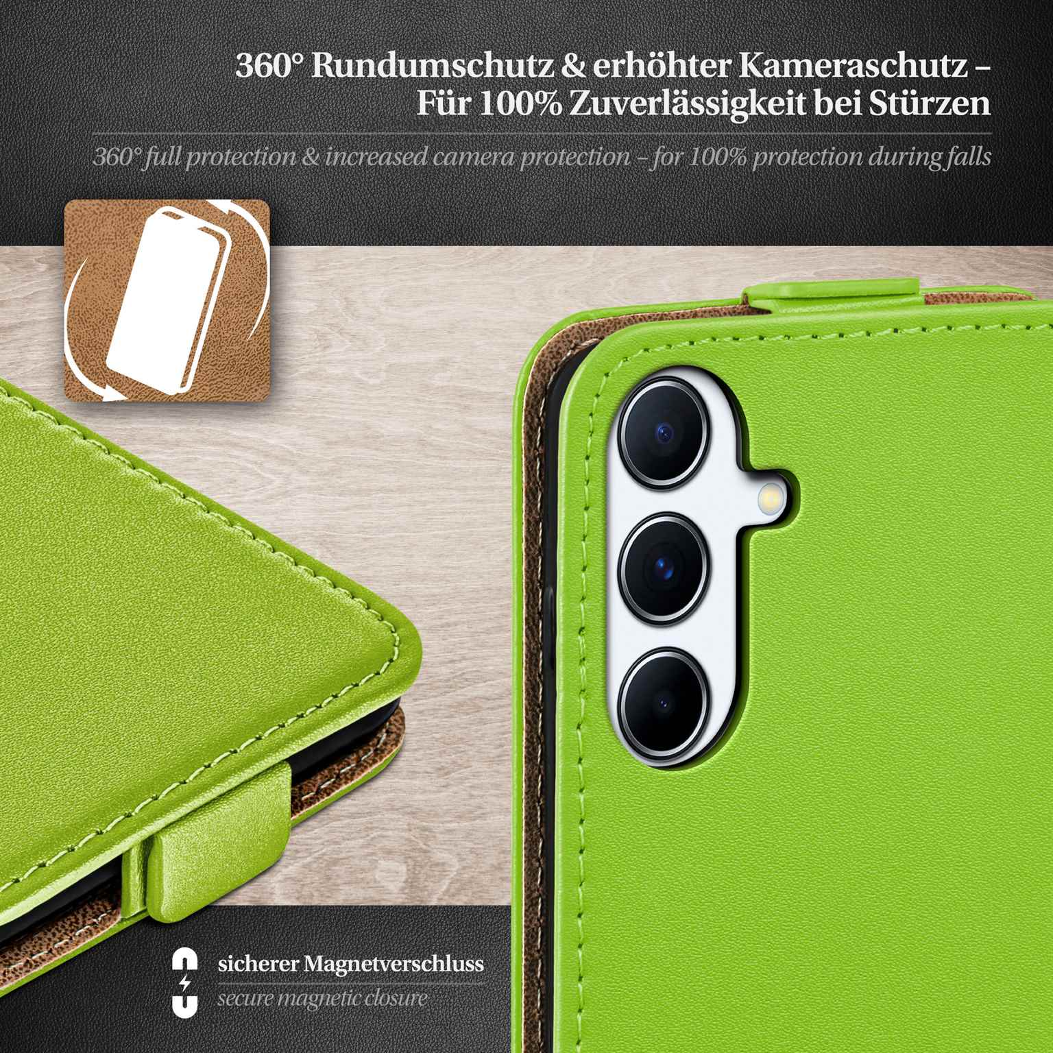 moex Flip Case Samsung Galaxy A56 5G Klapphülle Leder Optik – Weiteres Produktbild 2