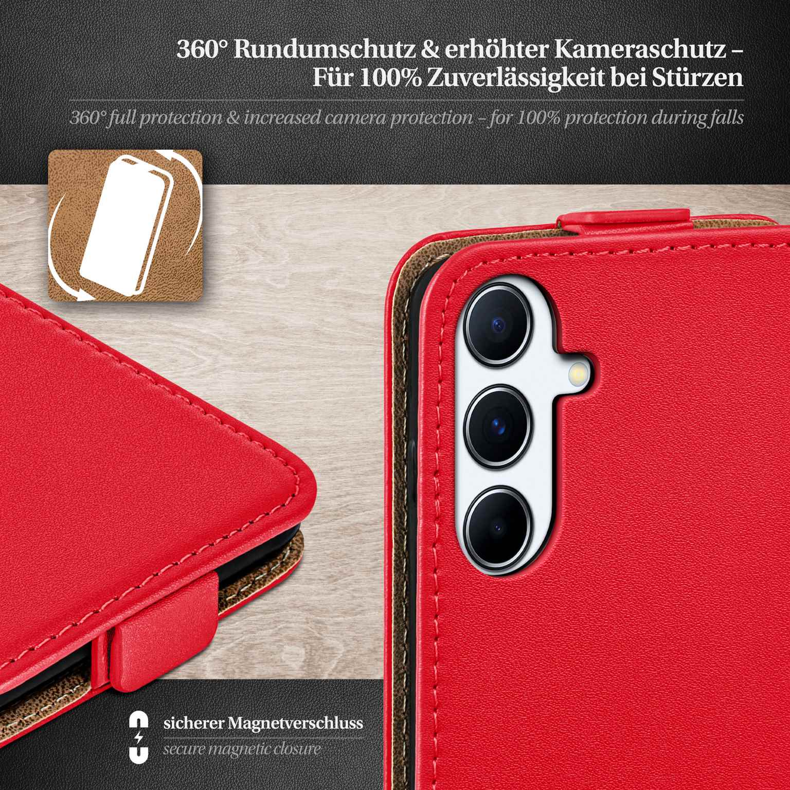 moex Flip Case Samsung Galaxy A56 5G Klapphülle Leder Optik – Weiteres Produktbild 2