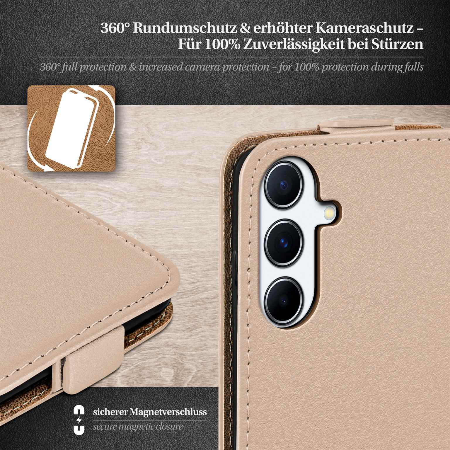 moex Flip Case Samsung Galaxy A56 5G Klapphülle Leder Optik – Weiteres Produktbild 2