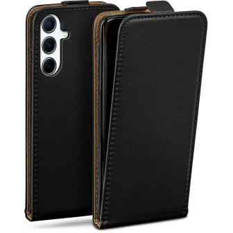 moex Flip Case Samsung Galaxy A56 5G Klapphülle Leder Optik – Tiefschwarz