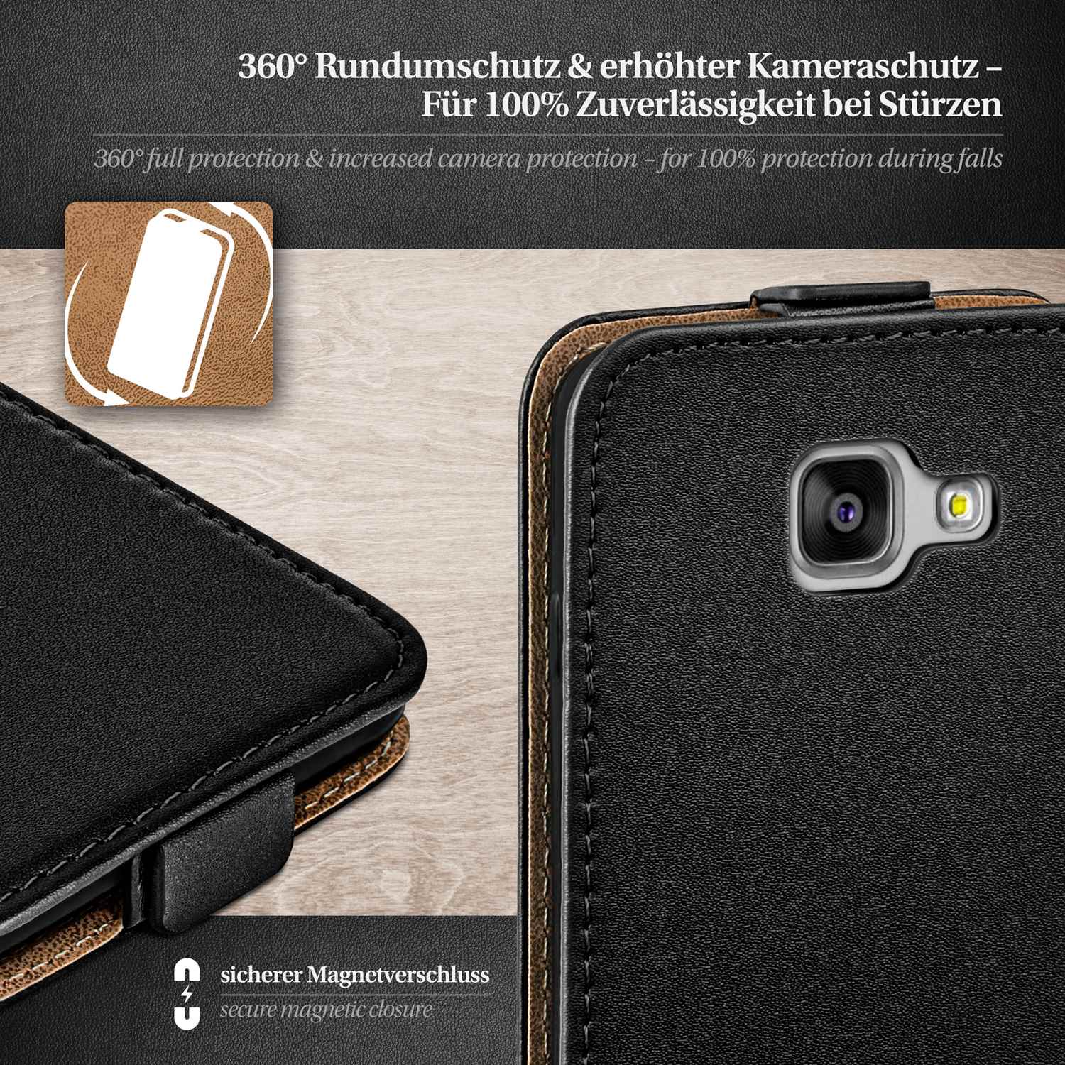 moex Flip Case Samsung Galaxy A7 (2016) Klapphülle Leder Optik – Weiteres Produktbild 2
