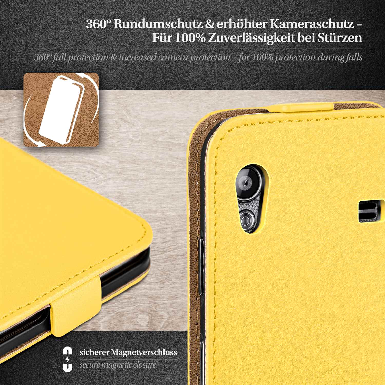 moex Flip Case Samsung Galaxy Ace Klapphülle Leder Optik – Weiteres Produktbild 3