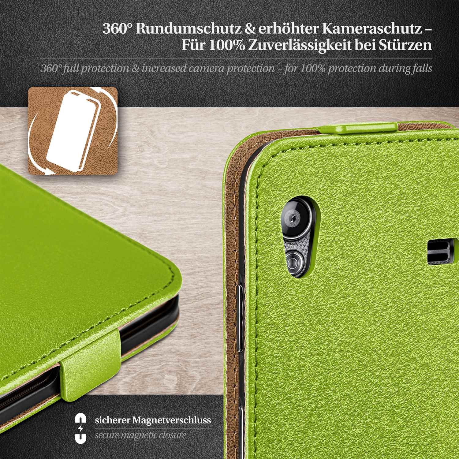 moex Flip Case Samsung Galaxy Ace Klapphülle Leder Optik – Weiteres Produktbild 3