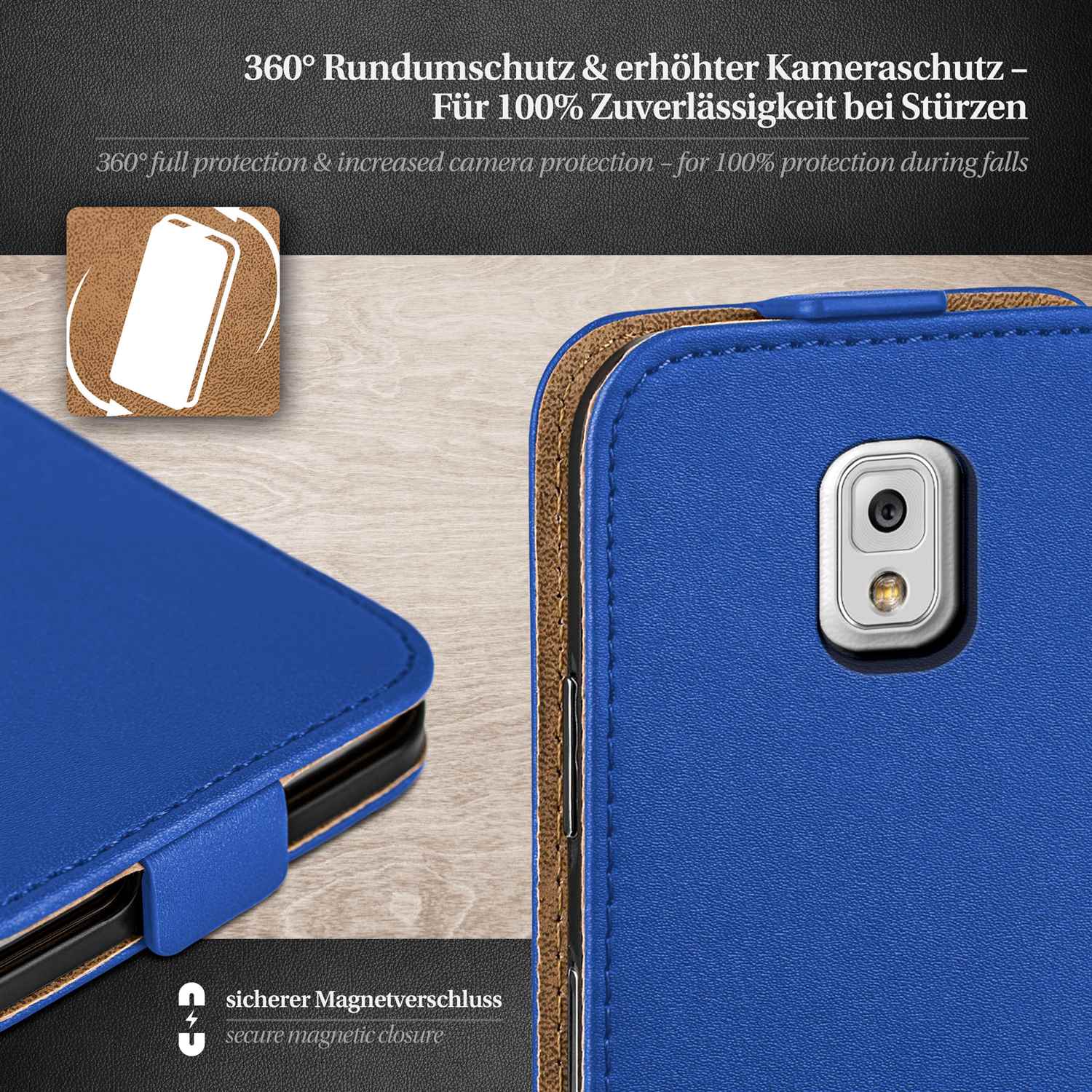 moex Flip Case Samsung Galaxy Note 3 Klapphülle Leder Optik – Weiteres Produktbild 2
