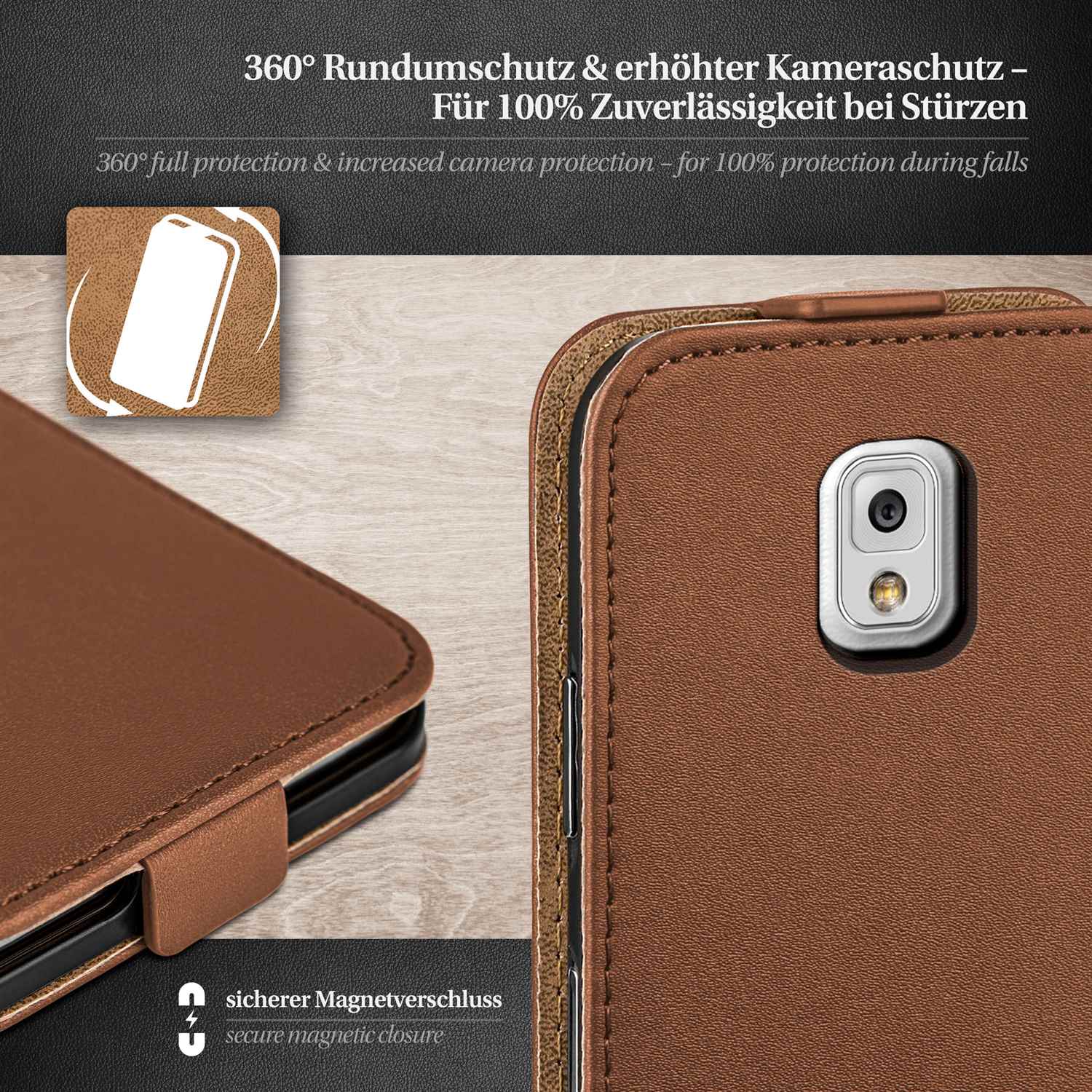 moex Flip Case Samsung Galaxy Note 3 Klapphülle Leder Optik – Weiteres Produktbild 2