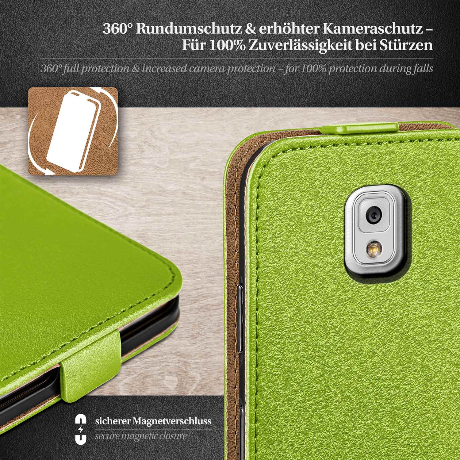 moex Flip Case Samsung Galaxy Note 3 Klapphülle Leder Optik – Weiteres Produktbild 2