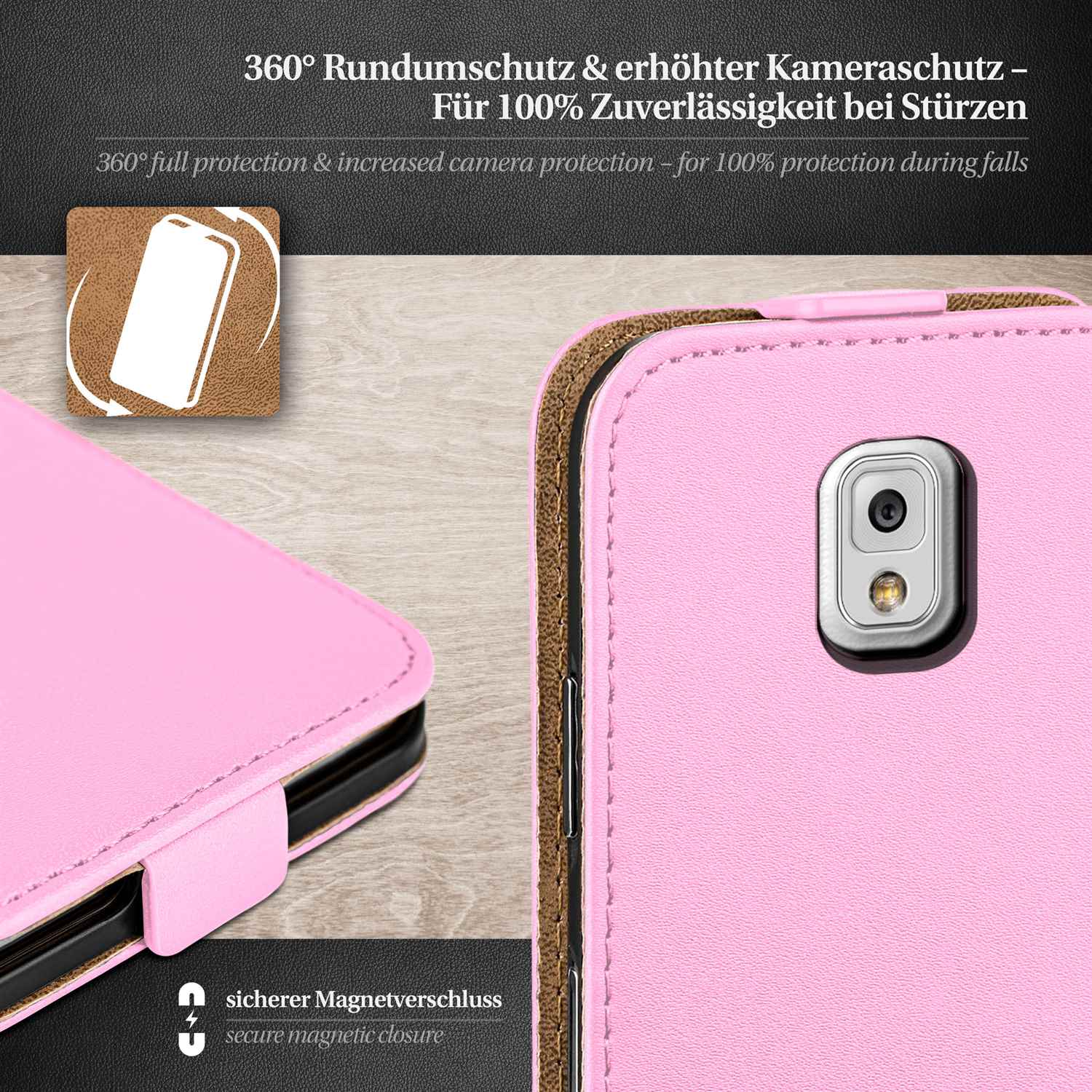 moex Flip Case Samsung Galaxy Note 3 Klapphülle Leder Optik – Weiteres Produktbild 2