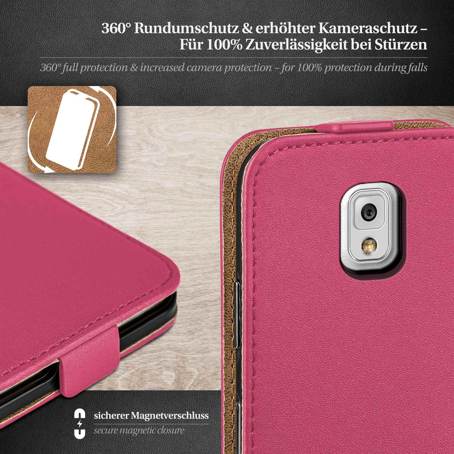 moex Flip Case Samsung Galaxy Note 3 Klapphülle Leder Optik – Weiteres Produktbild 2