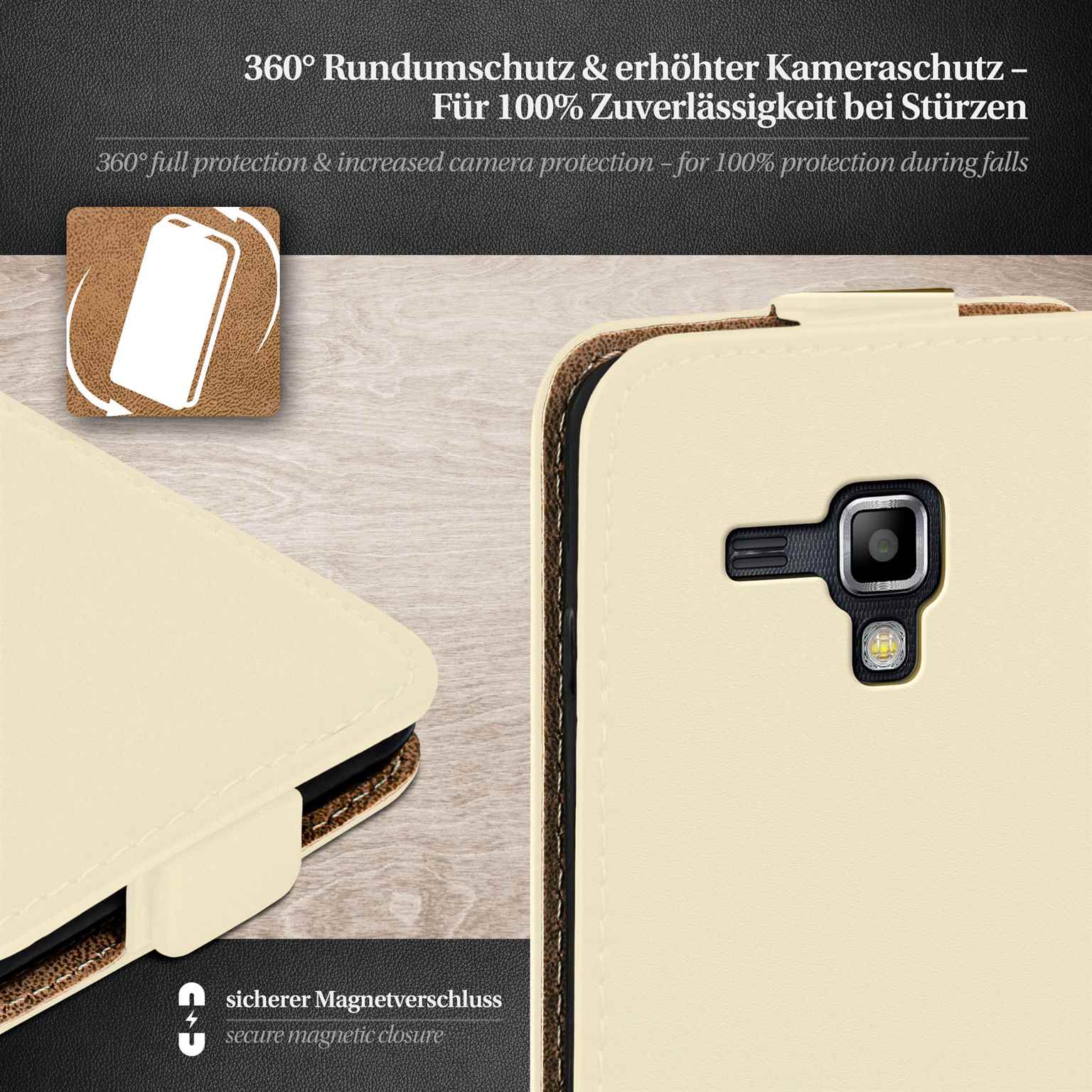 moex Flip Case Samsung Galaxy S Duos 2 Klapphülle Leder Optik – Weiteres Produktbild 2