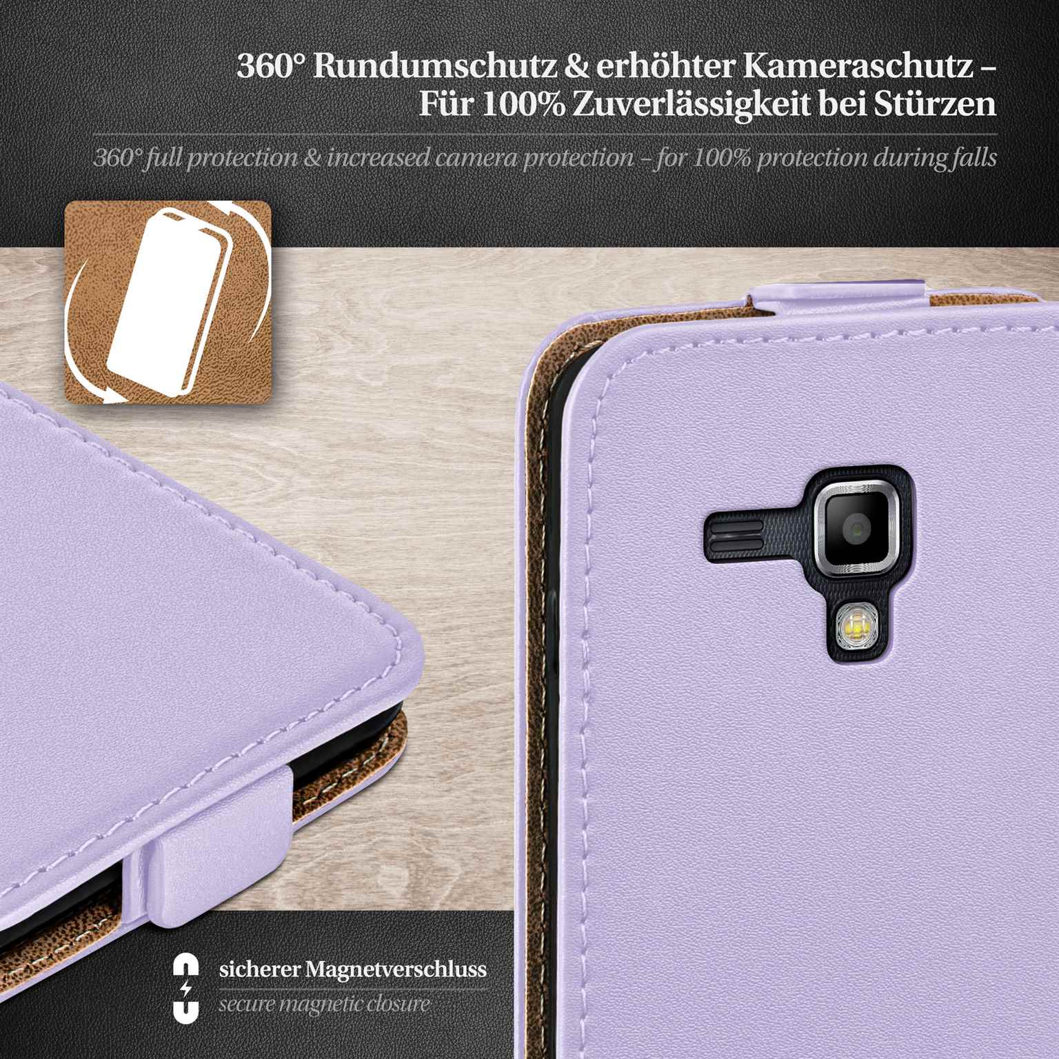 moex Flip Case Samsung Galaxy S Duos 2 Klapphülle Leder Optik – Weiteres Produktbild 3