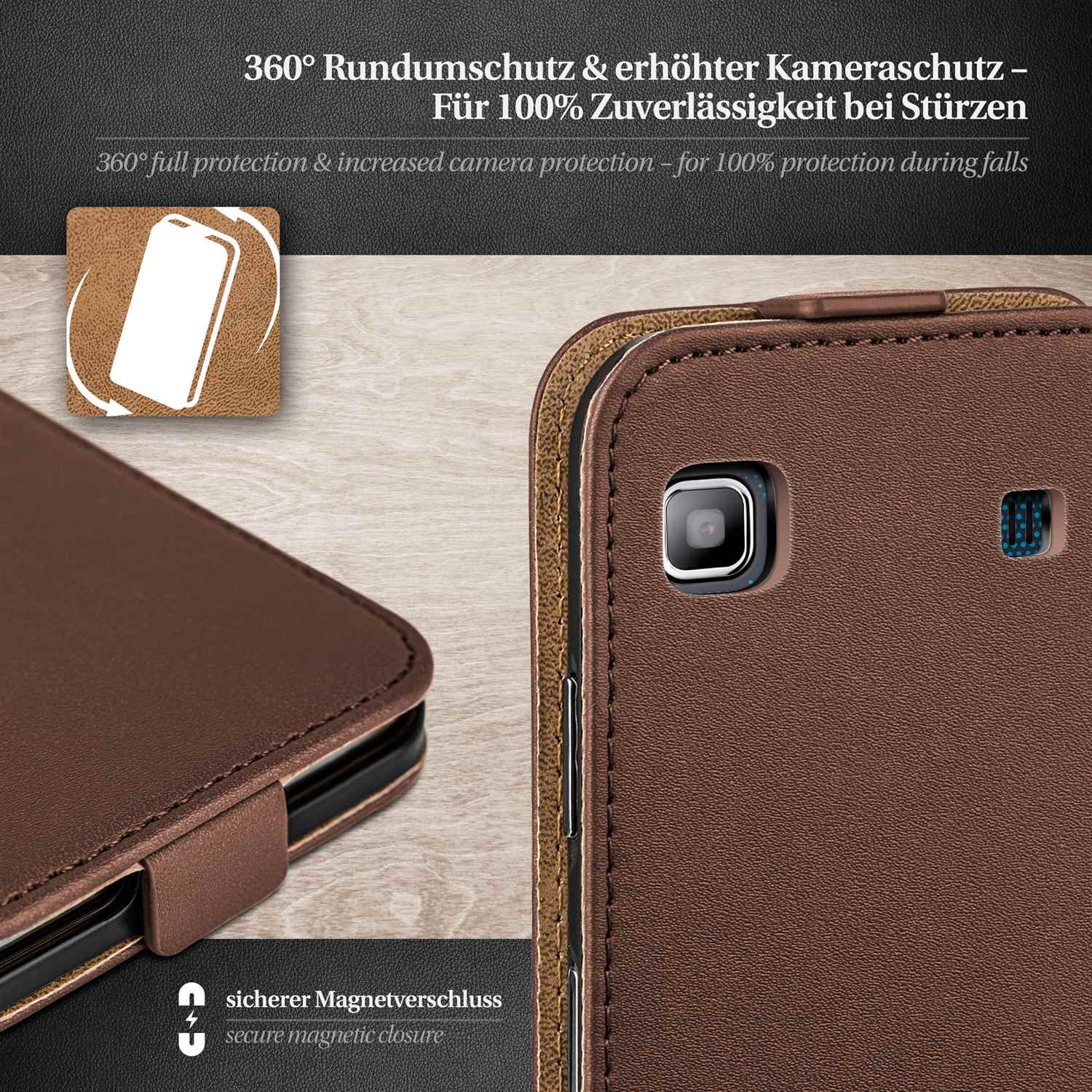 moex Flip Case Samsung Galaxy S Klapphülle Leder Optik – Weiteres Produktbild 2