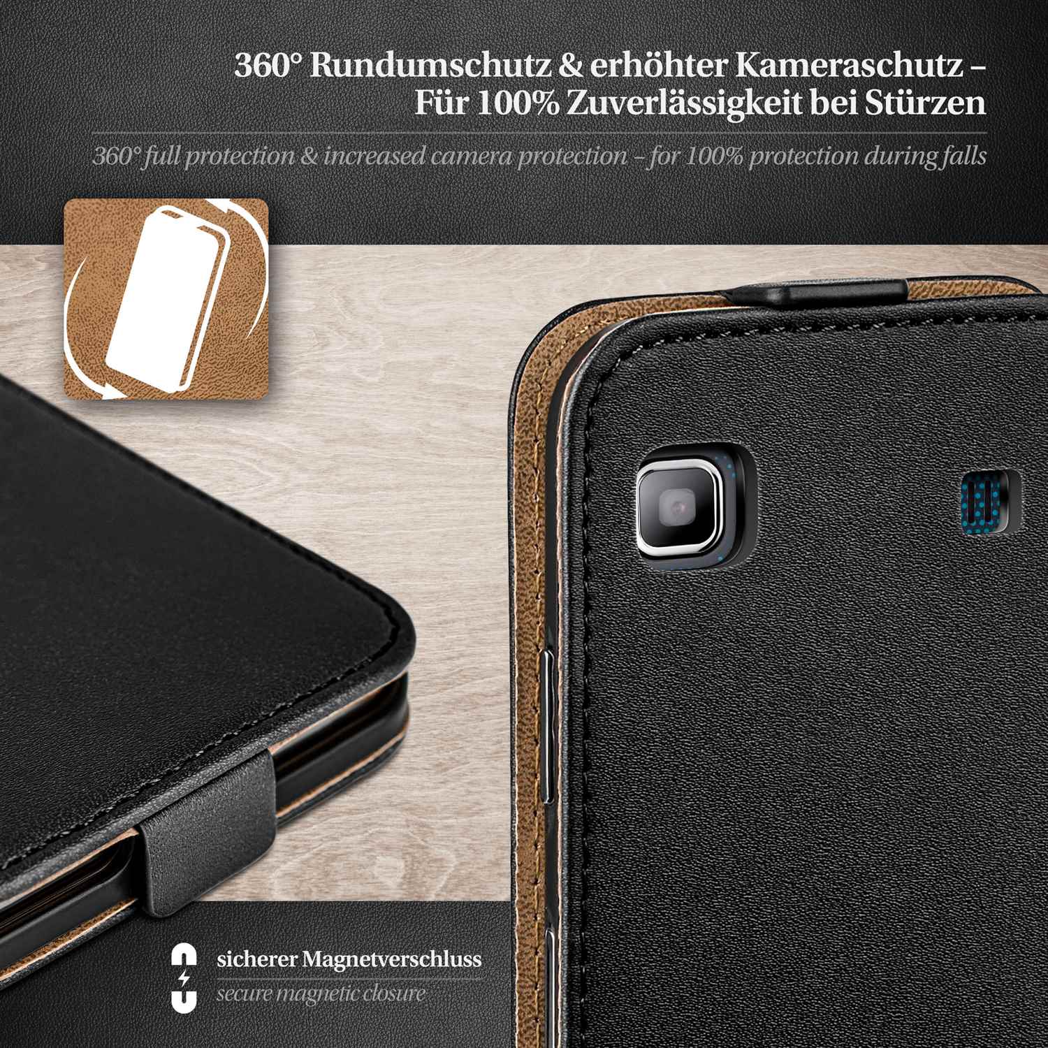 moex Flip Case Samsung Galaxy S Klapphülle Leder Optik – Weiteres Produktbild 2