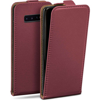 moex moex Flip Case Samsung Galaxy S10 Plus Klapphülle Leder Optik – Maroon-Red