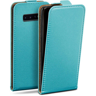 moex moex Flip Case Samsung Galaxy S10 Plus Klapphülle Leder Optik – Aqua-Cyan