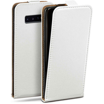 moex moex Flip Case Samsung Galaxy S10 Plus Klapphülle Leder Optik – Pearl-White