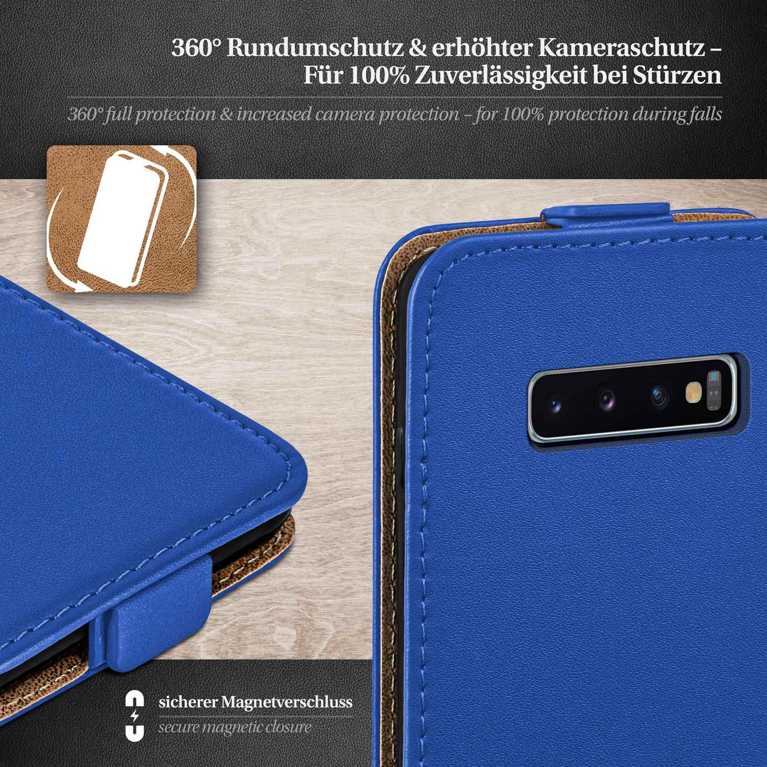 moex Flip Case Samsung Galaxy S10 Klapphülle Leder Optik – Weiteres Produktbild 3