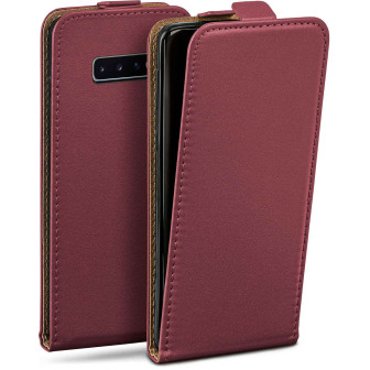 moex Flip Case Samsung Galaxy S10 Klapphülle Leder Optik – Maroon-Red