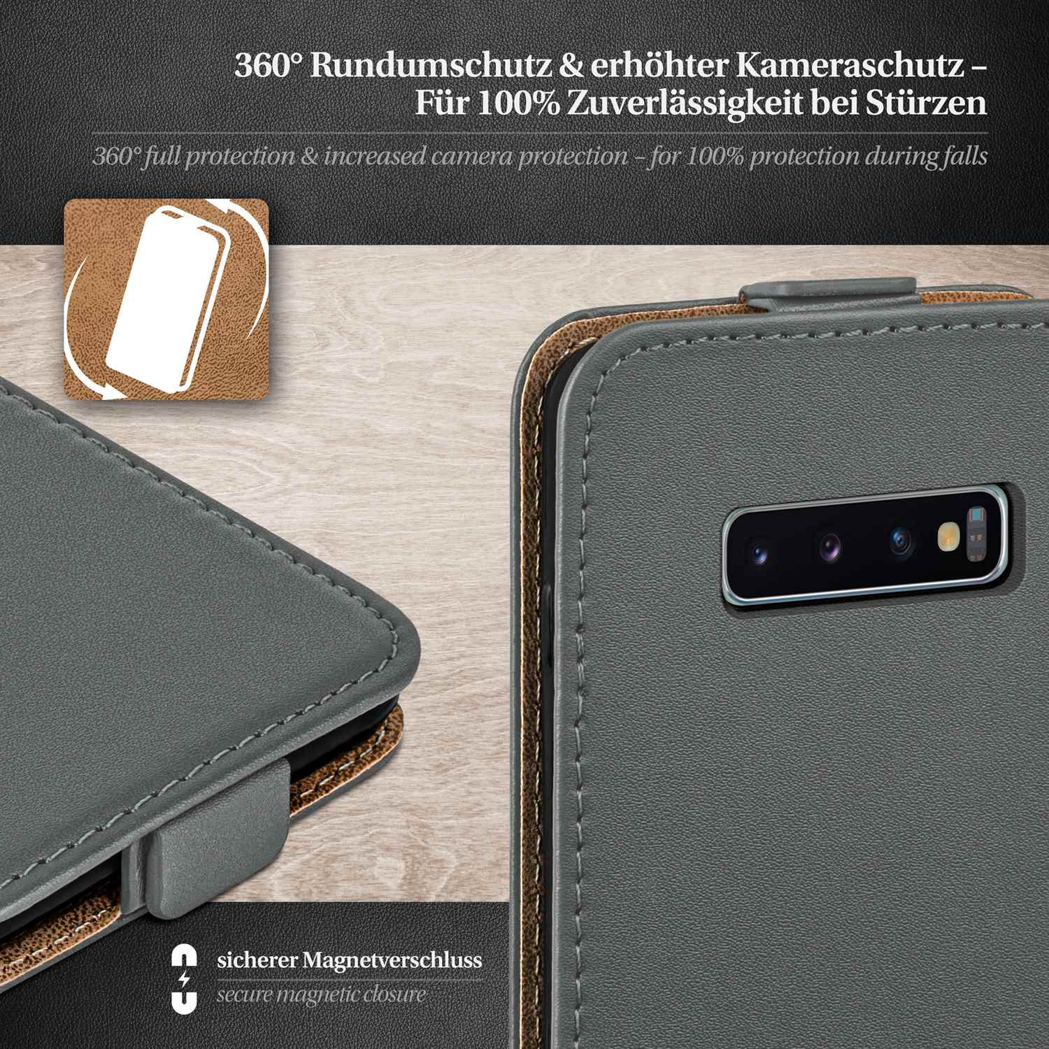 moex Flip Case Samsung Galaxy S10 Klapphülle Leder Optik – Weiteres Produktbild 2