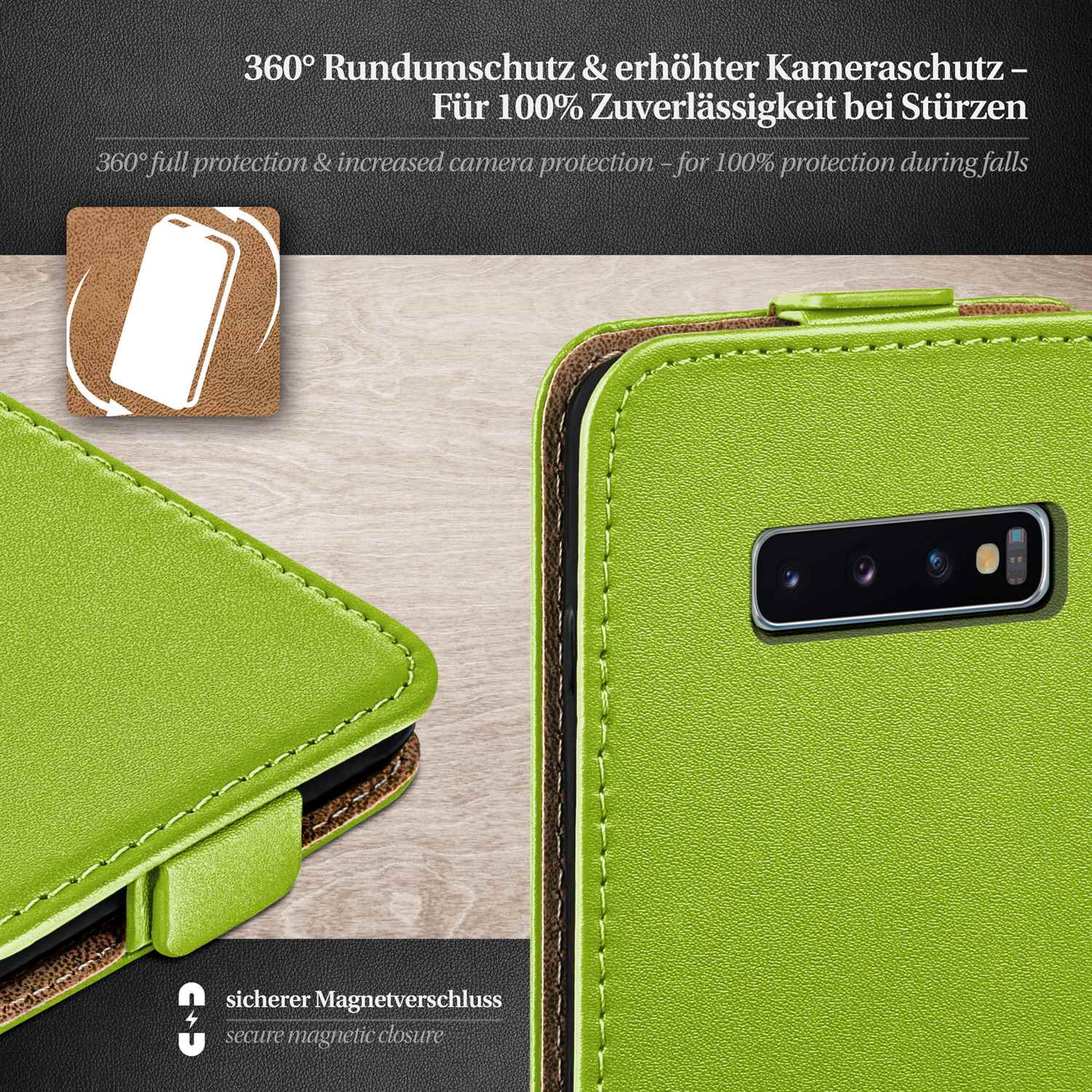 moex Flip Case Samsung Galaxy S10 Klapphülle Leder Optik – Weiteres Produktbild 2
